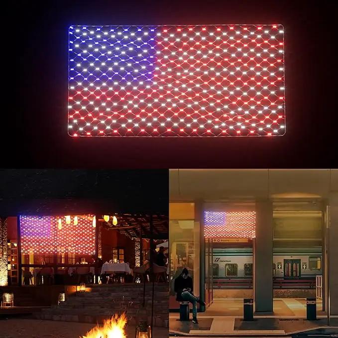 Leisure world 384 LED American Flag Net Lights for Outdoors, 6.6 FT x 3.3 FT Light Up American Flag, American Led Flag Patriotic Lights for Camper, Yard, Garden Memorial Day, Christmas Decorations by GreenHaven Gardens