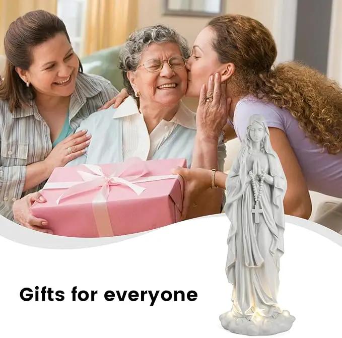 Virgin Mary Statue 31.49 Inch Religious Garden Statue Solar Mary Statue Outdoor Yard Patio Deck Home Entryway Hallway Sculpture by GreenHaven Gardens