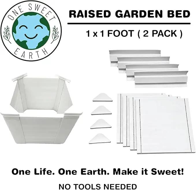 Raised Garden Bed - 1x1 ft Planter Box - White HDPE - No Tools Needed - DIY Kit for Urban Gardening, Flowers, Herbs & Vegetables - Made in The USA - 2 Pack by GreenHaven Gardens