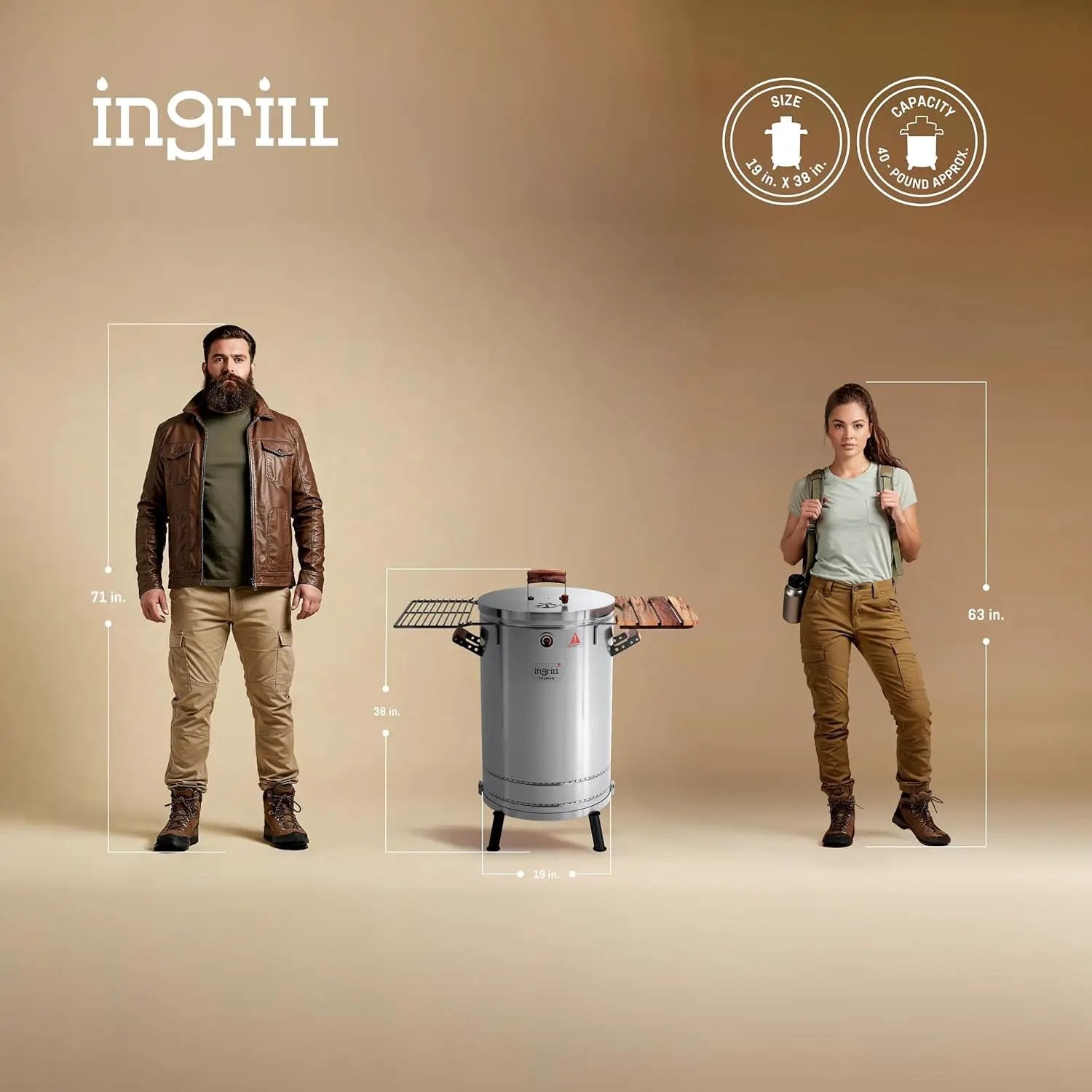 Charcoal Grills - 40 lbs Stainless Steel Smoker Grill 3-in-1 for Cooking & Home BBQ - Portable Vertical Smoker Barrel for Outdoor Grilling & Camping - Meat Grill with Thermometer & Accessories by GreenHaven Gardens