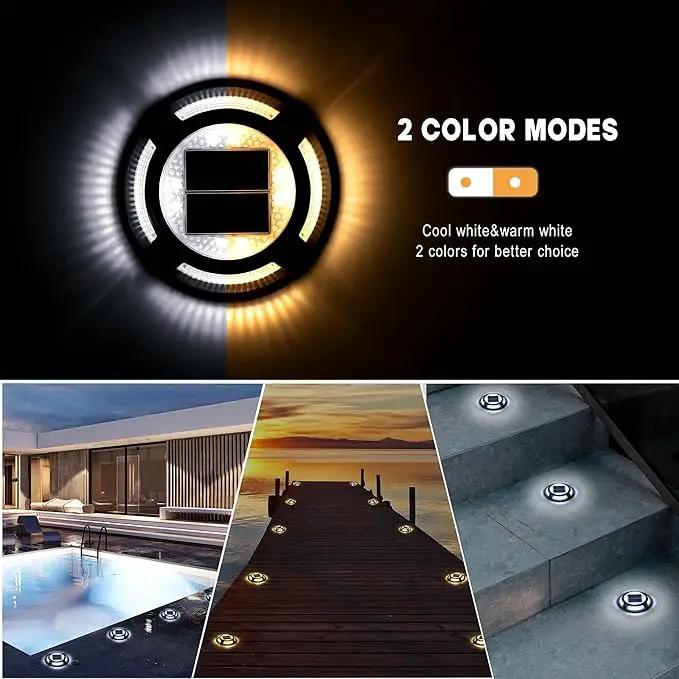 Solar Driveway Lights Outdoor - Solar Deck Lights 4PCS LED Decks Dock Marine Waterproof Driveways Marker lamp for Driveway Sidewalk Garden(Cool White/Warm White) by GreenHaven Gardens