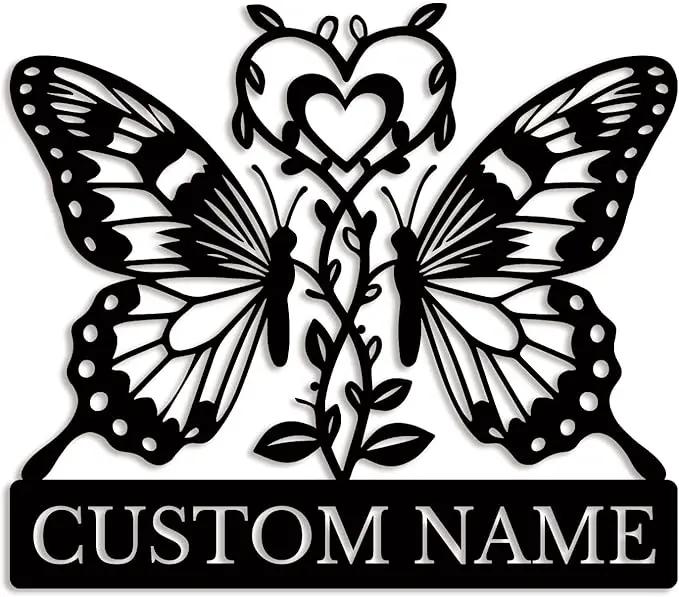 Custom Butterfly Metal Sign,Personalized Butterfly House Number Signs,Personalized Gardener Name Sign,Garden Patio Wall Decor (Style-6) by GreenHaven Gardens