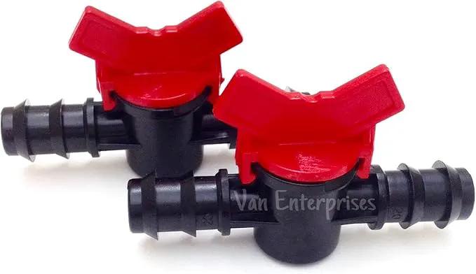 2PK of 1/2" ID Ball Valve Hose Barb Connectors for Drip Irrigation Hoses and Aquariums [Various by GreenHaven Gardens