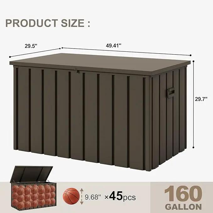 PURPLE LEAF Outdoor Deck Box 160 Gallon Waterproof Lockable Storage Box Container with Lid Deck Organization for Patio Cushions Side Table Pool Accessories Garden Tools, Brown by GreenHaven Gardens