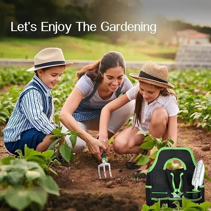 Gardening Tools Set, 8PCS Heavy Duty Garden Tools with Non-Slip Rubber Grip with Large Garden Bag for Tools Aluminum Alloy Hand Tools for Gardening,Gardening Gifts for Women and Men, Green by GreenHaven Gardens