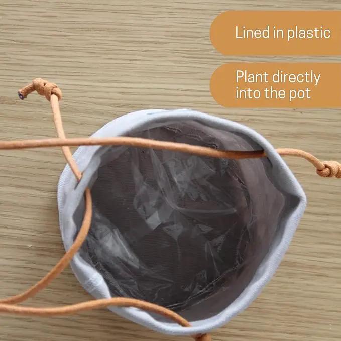 Waxed Canvas Handmade Hanging Planter for Indoor/Outdoor Plants, Hanging Basket Plant Holder Dijon Yellow by GreenHaven Gardens