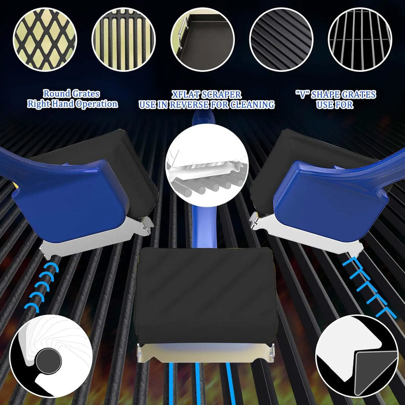 Blue Grill Brush Bristle Free, Replaceable BBQ Cleaning Head Accessories Cleaner, Black Wavy Pad Perfect for Stainless Steel, Porcelain, Cast Iron Grates Round Rectangle Grates by GreenHaven Gardens