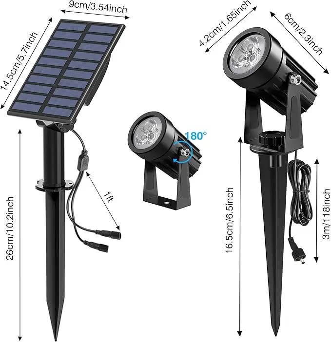 Solar Spot Lights Outdoor, 2-in-1 Solar Landscape Spotlights IP65 Waterproof 9.8ft Cable,Auto On/Off Outdoor Wall Lights for Garden Yard Driveway Porch Walkway Pool(6000K White) by GreenHaven Gardens