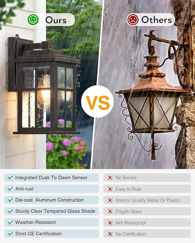 Anti-Rust Dusk to Dawn Outside Lights, 2-Pack Oil Rubbed Bronze Exterior Lighting Fixtures, Easy-to-Install Waterproof Modern Outdoor Wall Light for Porch, Garage, Front Door by GreenHaven Gardens