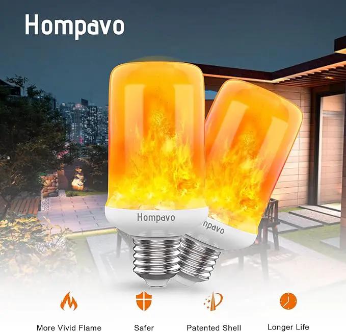 Hompavo 【Upgraded】 LED Flame Light Bulbs, 4 Modes Flickering Light Bulbs with Upside Down Effect, E26/E27 Base Flame Bulb for Halloween, Christmas, Indoor and Outdoor Decoration (White-2 Pack) by GreenHaven Gardens