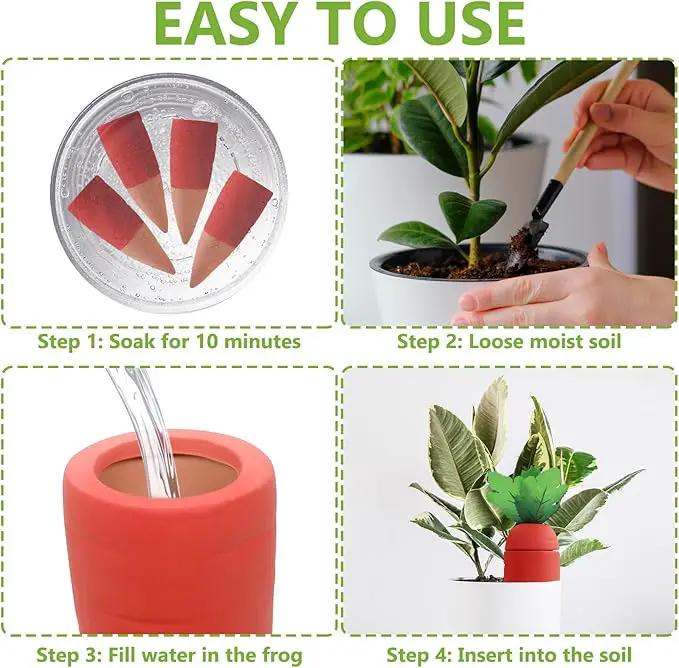 4PCS Terracotta Watering Spikes - Automatic Self-Watering Stakes, Vacation Plant Waterer for Wine Bottle, Perfect for Indoor & Outdoor Plants by GreenHaven Gardens
