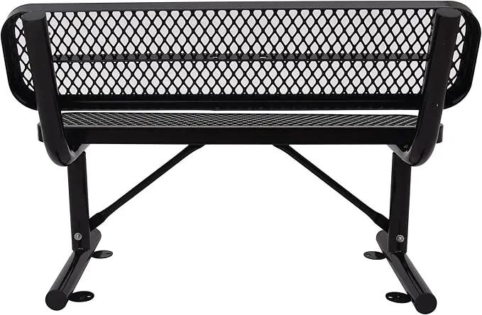 4/6/8 Feet Park Bench for Outside Heavy Duty Metal, Garden Benches Outdoor Bench with Backrest & Portable Frame, for Shopping Malls Stores Parks Patios Decks, Black by GreenHaven Gardens