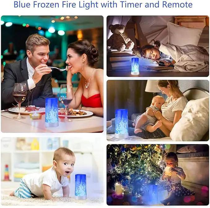 Led Flame Light,USB Rechargeable LED Fire Candles Outdoor Hanging Lamps with Remote for Home Party Halloween Christmas Decoration (Blue) by GreenHaven Gardens