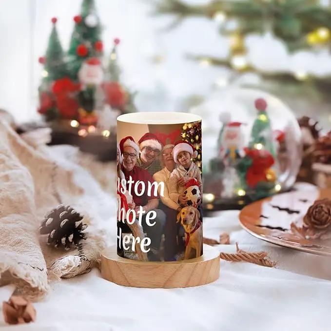 Personalized Flickering Flameless Candles, Custom Photo LED Candles Set of 2, Remote Timer Battery Operated Candle for Valentine Wedding Birthday by GreenHaven Gardens