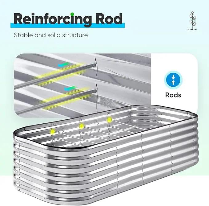 Quictent Raised Garden Bed Kit Oval Galvanized Metal Planter Box Tall for Vegetables Outdoor Backyard, Rubber Strip Edging Included, Silver 6x3x2 ft by GreenHaven Gardens