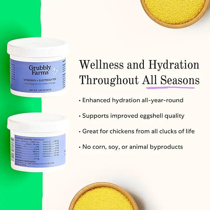 Grubbly Farms Vitamins + Electrolytes Water Supplement for Chickens (30 Day) by GreenHaven Gardens