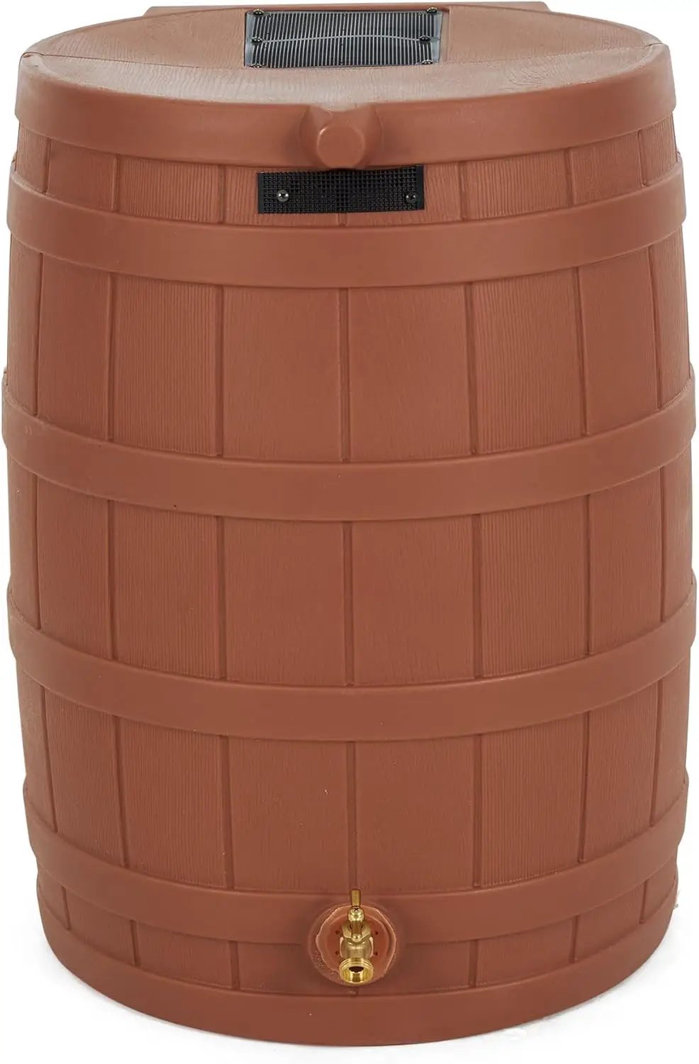 Good Ideas Rain Wizard 50 Gallon Plastic Outdoor Home Rain Barrel Water Storage Collector with Brass Spigot and Flat Back Design, Terra Cotta (3 Pack) by GreenHaven Gardens