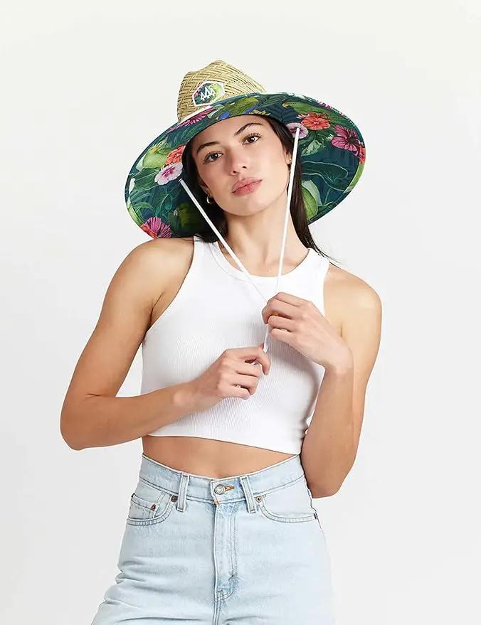 Straw Hat for Men & Women | Lifeguard Hat, Beach Hat & Sun Hat | UPF 50+ Wide Brim for Sun Protection | One Size | Hemlock by GreenHaven Gardens