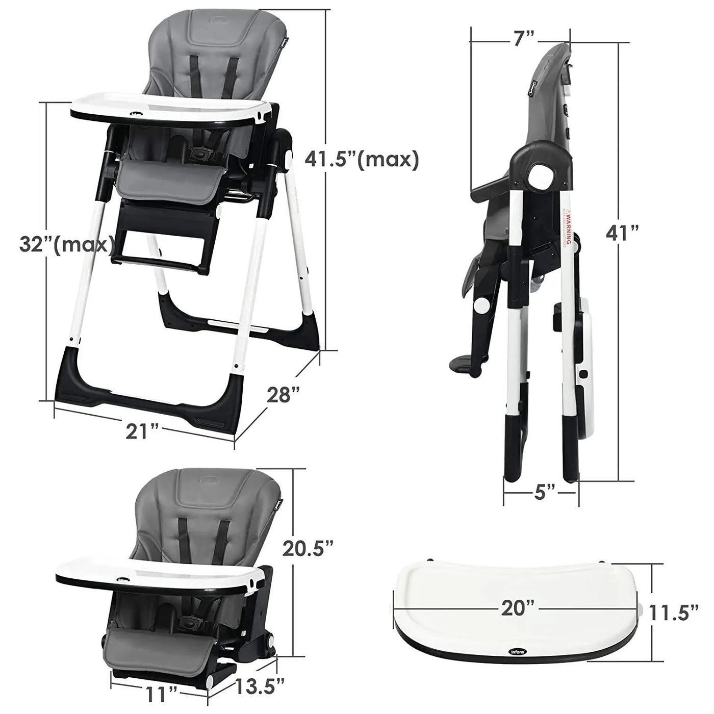 4-in-1 High Chair–Booster Seat with Adjustable Height and Recline by DirectDeals