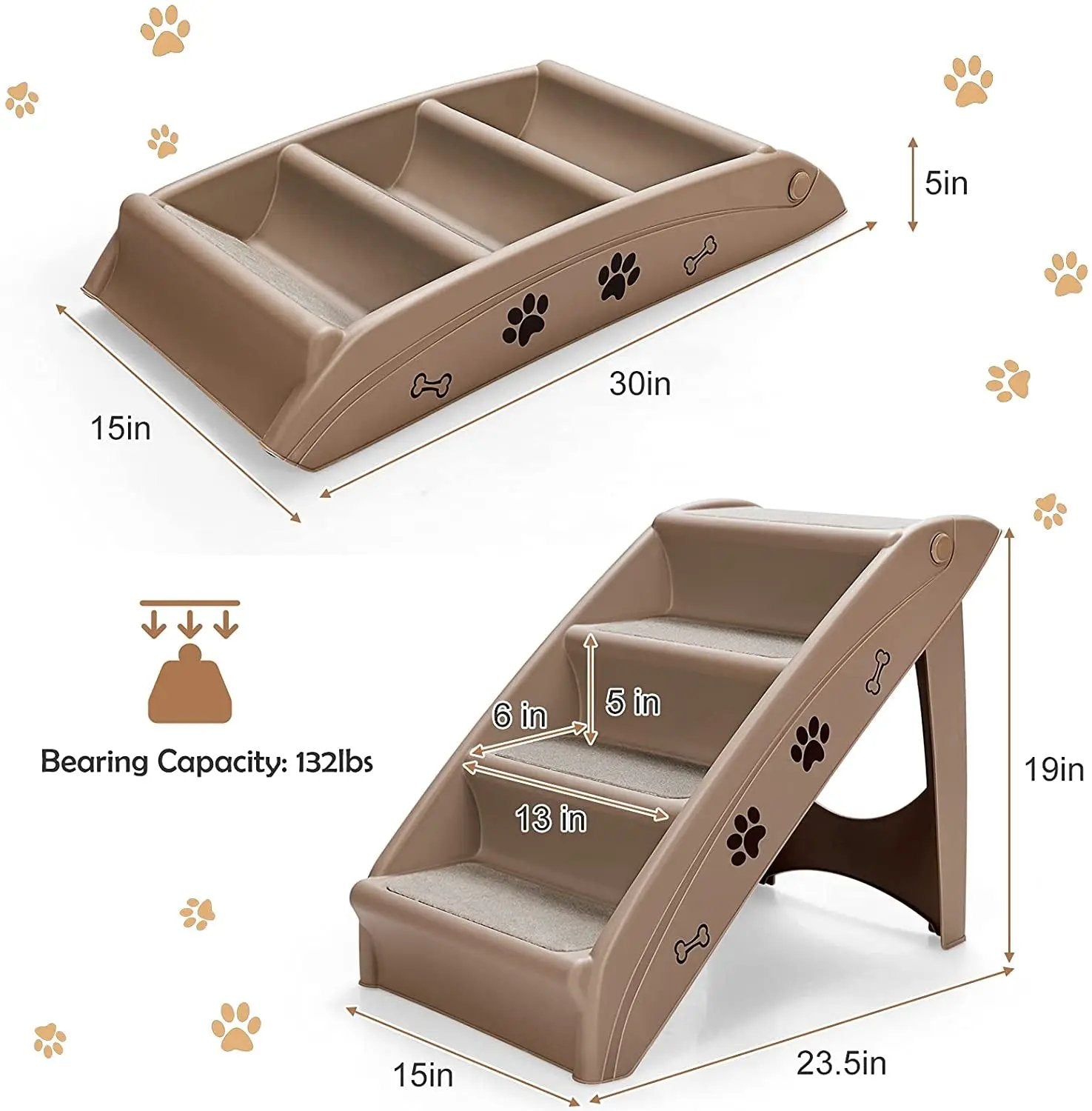 Collapsible Plastic Pet Stairs 4 Step Ladder for Small Dog and Cats by DirectDeals