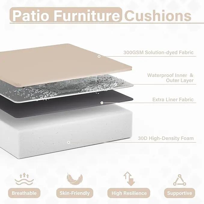 Patio Chair Cushions 19 X 19 X 4 Inch Waterproof Outdoor Seat Cushions for Patio Furniture, Outdoor Sofa Couch Pads with Ties & Handle, Set of 2, Sand by GreenHaven Gardens