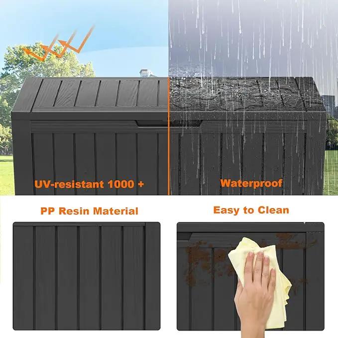 80 Gallon Resin Deck Box, Lockable Patio Outdoor Storage Box for Furniture, Garden Tools and Tools Storage, Waterproof Outside Storage Box - Black by GreenHaven Gardens