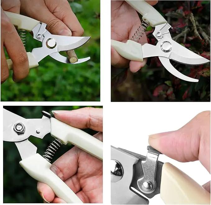 Garden Flower Shears Pruning Shears 6.9 inches Scissors Heavy Duty Plant Scissors for Cutting Flowers, Trimming Plants, Bonsai, Fruits Picking (White Handle) by GreenHaven Gardens