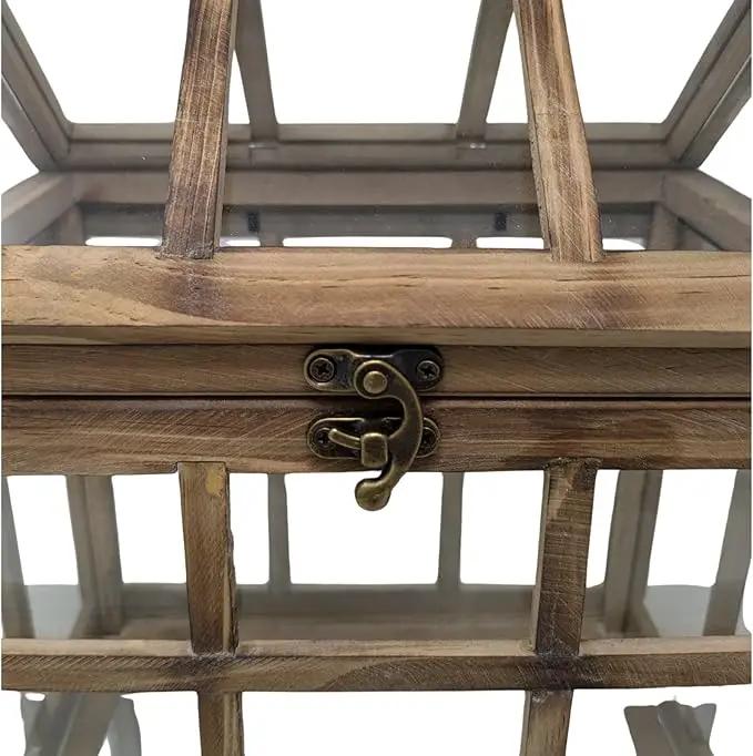 Orchid & Ivy Large Rustic Wood & Glass Plant Succulent Terrarium with Lid - 12" x 9.8" x 7" Decorative Farmhouse Tabletop Greenhouse Display for Air Plants, Dioramas, Fairy Gardens, Candle Lantern by GreenHaven Gardens