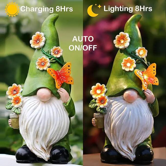 Garden Gnomes Statue Outdoor Decor,10.5" Resin Solar Garden Gnome Outdoor Statues, Funny Gnomes Gardening Gifts for Women,Bithday Gifts for Grandma by GreenHaven Gardens