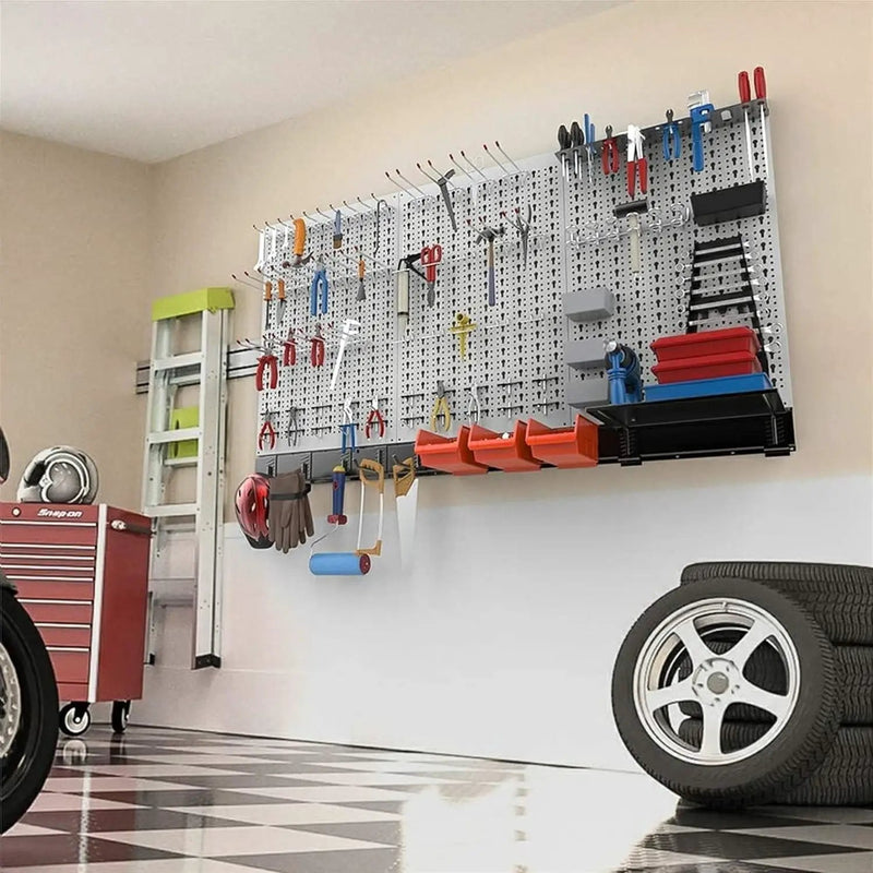 TORACK 109Pcs Pegboard Wall Organizer 4 ft. Garage Metal Pegboard Standard Utility Tool Storage Kit w/Toolboard Hooks & Pegboard Hooks Accessories, Wall Mounted Storage Bins & Shelf by GreenHaven Gardens