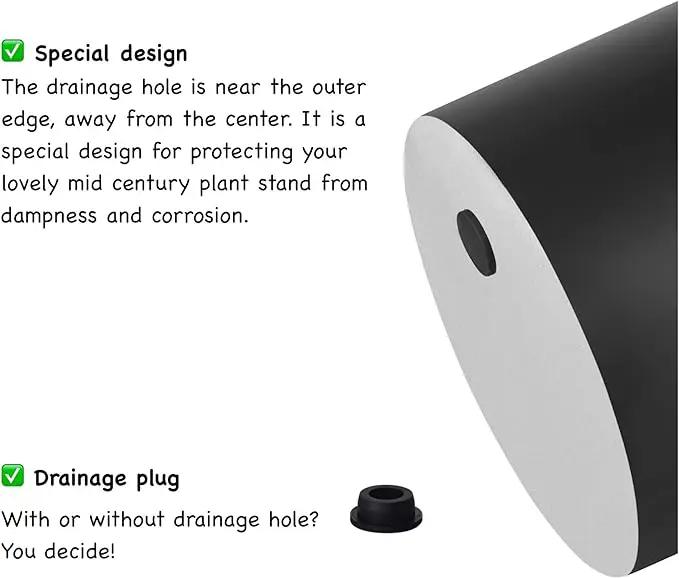 FaithLand Plant Pot 8 inch - Perfectly Fits Mid-Century Modern Plant Stand - Drainage Plug - Matte Black by GreenHaven Gardens