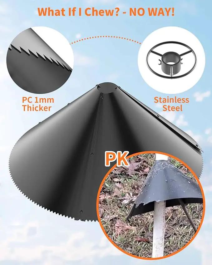 Squirrel Baffle for Bird Feeder Pole - Polycarbonate Bird Feeder Baffle with Stainless Steel Spring for Better Protection, 19 Inch Squirrel Guard for Outside Pole Mount, Metal Buckle by GreenHaven Gardens