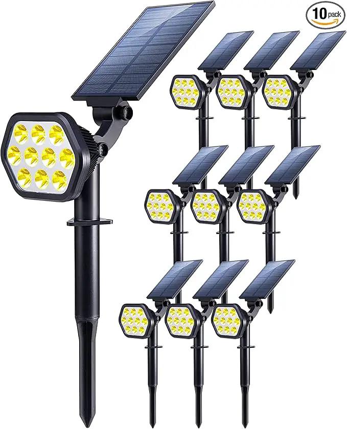 Nekteck Solar Lights Outdoor,10 LED Landscape Spotlights Powered Wall Lights 2-in-1 Wireless Adjustable Security Decoration Lighting for Yard Garden Walkway Porch Pool Driveway (10 Pack, Warm White) by GreenHaven Gardens