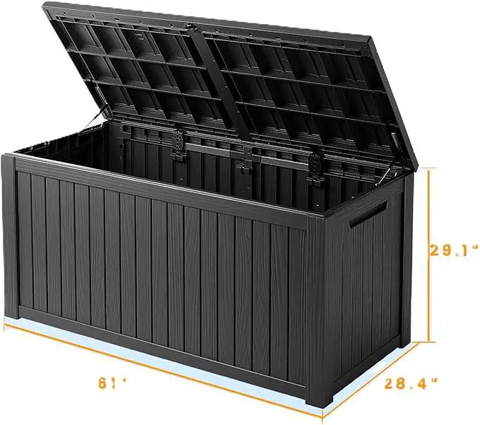 182 Gallon Deck Box Waterproof, UV Resistant Resin Outdoor Storage Box with Hydraulic Rod, Lockable Design and Enhanced Durability for Patio, Garden, and Poolside Use by GreenHaven Gardens