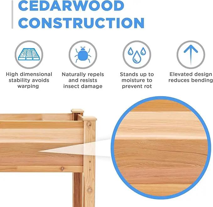 Jumbl, Cedar Raised Garden Bed, Elevated Wood Planter for Growing Fresh Herbs, Vegetables, Flowers, Succulents - 34x18x30” by GreenHaven Gardens