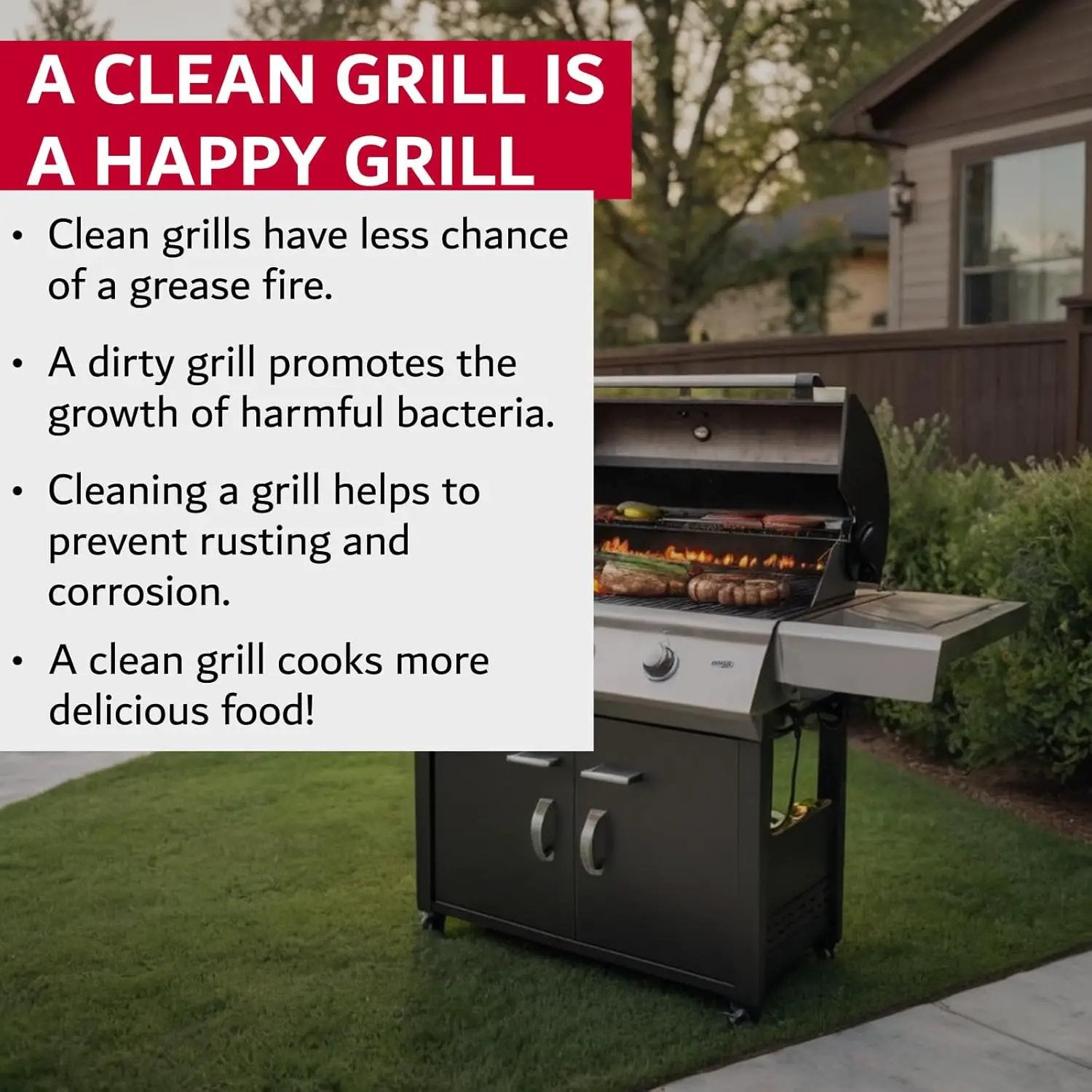 Chef Master Grill Brush & Scraper, Heavy Duty Plastic Handheld Grill Cleaning Brush, Scraper Head with Tough Wire Bristles Grill Brush for Grill Grates, Outdoor BBQ Grill & Grilling Accesories - 90044 by GreenHaven Gardens