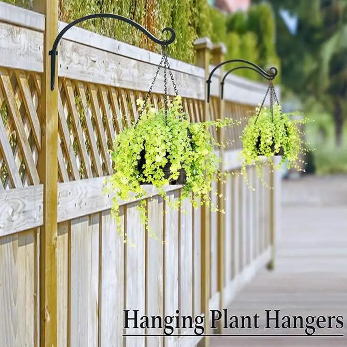 Hanging Plant Brackets Outdoor: 12-Inch Hanging Plant Hangers Wall Hooks - Wall Mount Brackets for Bird Feeder Flower Baskets Black by GreenHaven Gardens