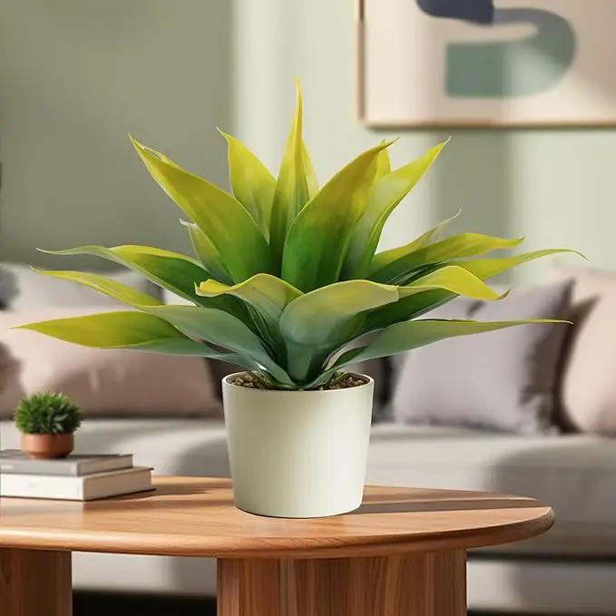 Artificial Agave Plants,Large UV Resistant Fake Agave Planters for Indoor and Outdoor Decorating Tropical Plant Succulents Greenery Indoor Decor (2Pack,22" Yellow) by GreenHaven Gardens