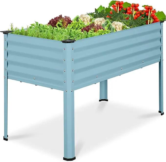 Best Choice Products 48x24x30in Galvanized Raised Garden Bed, Metal Elevated Planter Box, Vegetable Garden for Backyard, Patio, Balcony - Mist Blue by GreenHaven Gardens