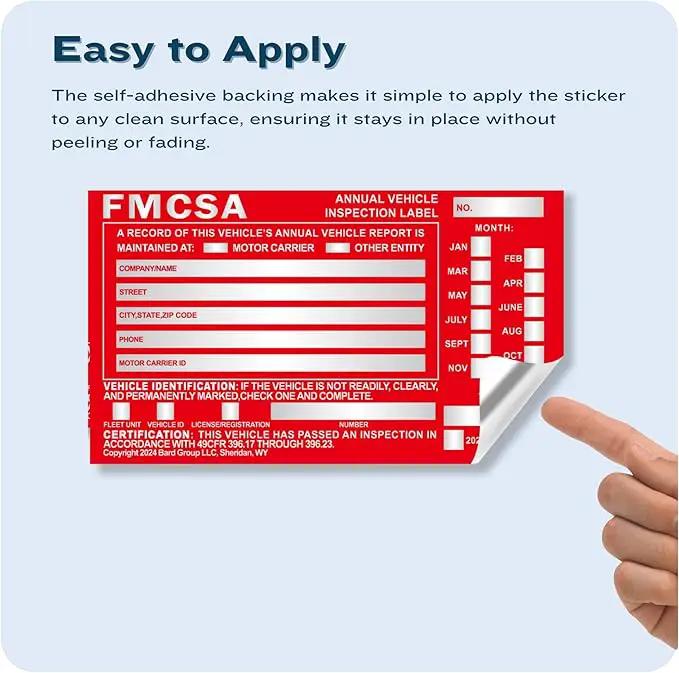 60-Pack DOT Compliant Aluminum Annual Vehicle Inspection Label – Red FMCSA Label with Punch Boxes by GreenHaven Gardens