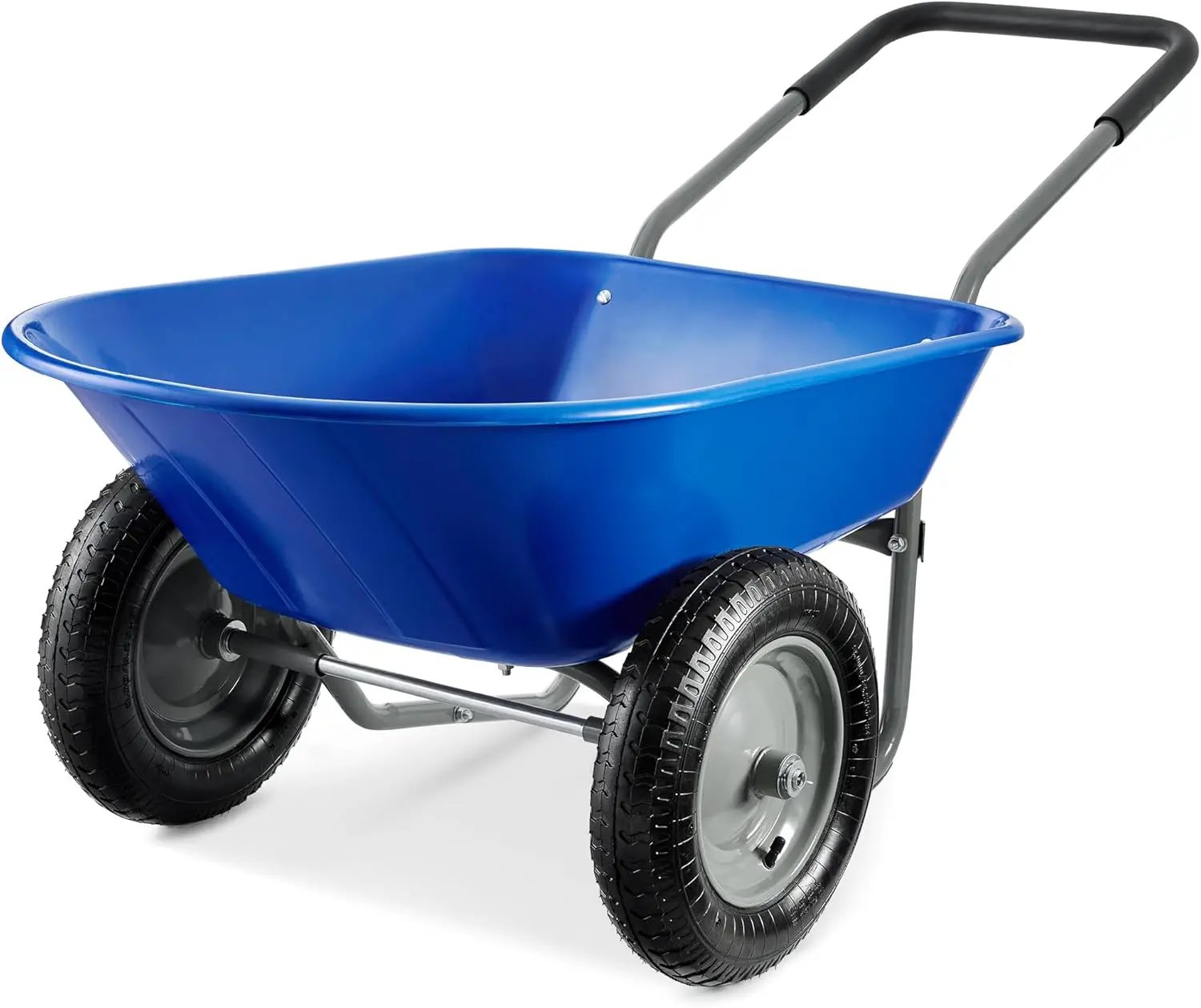 Best Choice Products Dual-Wheel Home Utility Yard Wheelbarrow Garden Cart w/Built-in Stand for Lawn, Gardening, Construction - Blue by GreenHaven Gardens