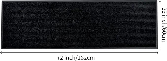 fani Heavy Duty Large Outdoor Indoor Entrance Black Doormat Waterproof Low Profile Entrance Rug Front Door Mat Patio Anti-Skid Rubber Back, 23x72 inch (Jet Black) by GreenHaven Gardens