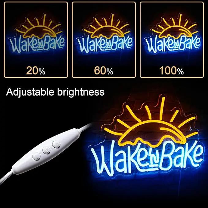 WLHOPE Wake in Bake Neon Signs Yellow Blue LED Neon Signs for Wall Decor, USB Fried Eggs Neon Light Letter Bakeing Neon Sign for Bedroom Home Kitchen Cake Baking Shops Cafes Birthday Party by GreenHaven Gardens
