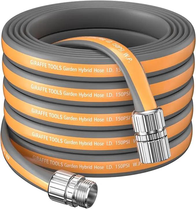 Giraffe Tools Garden Hose 75FT, 5/8" Lightweight Lay Flat Water Hose, Custom Length, Flexible, Leakproof Hybrid Hose Pipe with Male to Female Fitting by GreenHaven Gardens