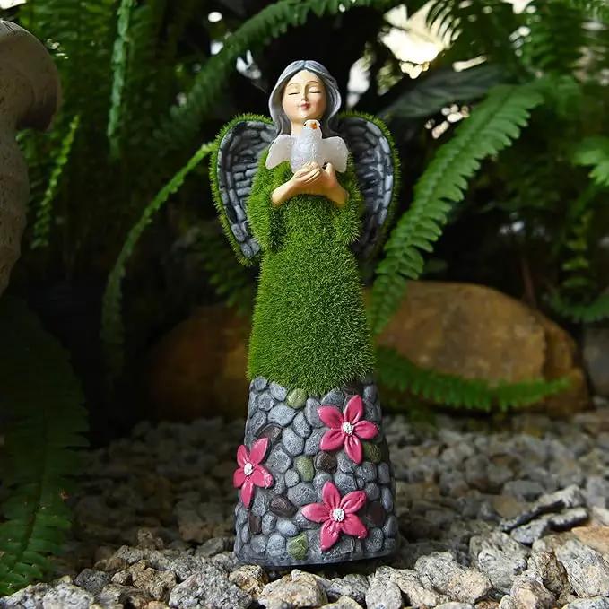ASAWASA Angel Garden Figurine - Outdoor Statue, Solar Garden Sculpture with Angel of Peace Resin Praying Angel Art Decor for Patio, Lawn, Yard, Porch by GreenHaven Gardens