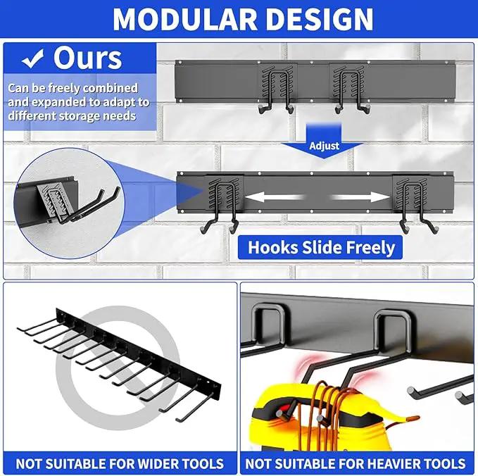 Garage Organization Tool Organizer Wall Mount, 48inch Heavy Duty Garden Tool organizer Storage System, Easy Install With 7 Adjustable Hooks, For Garage, Basement, Shed, Workshop(Black) by GreenHaven Gardens