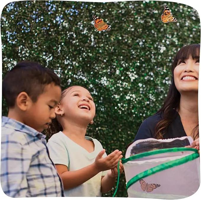 Insect Lore Butterfly Garden Kit – 10 Live Caterpillars, Habitat, STEM Journal, 2 Chrys-a-lid Holding Logs & Feeder – Grow & Release Painted Lady Butterflies – Educational Science Toy by GreenHaven Gardens