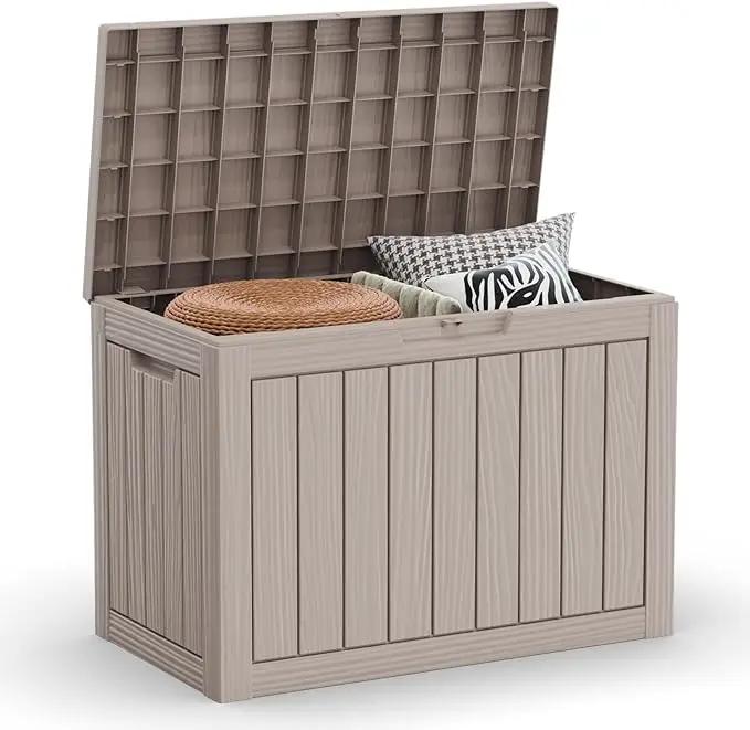 45 Gallon Outdoor Storage Box – Waterproof Deck Box for Garden & Patio,Light Brown by GreenHaven Gardens