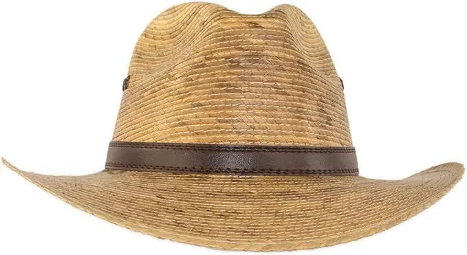 Palm Leaf Straw Trilby Wide Brim Fedora Golf Sun Hat for Men or Women, UV UPF Protection Natural by GreenHaven Gardens