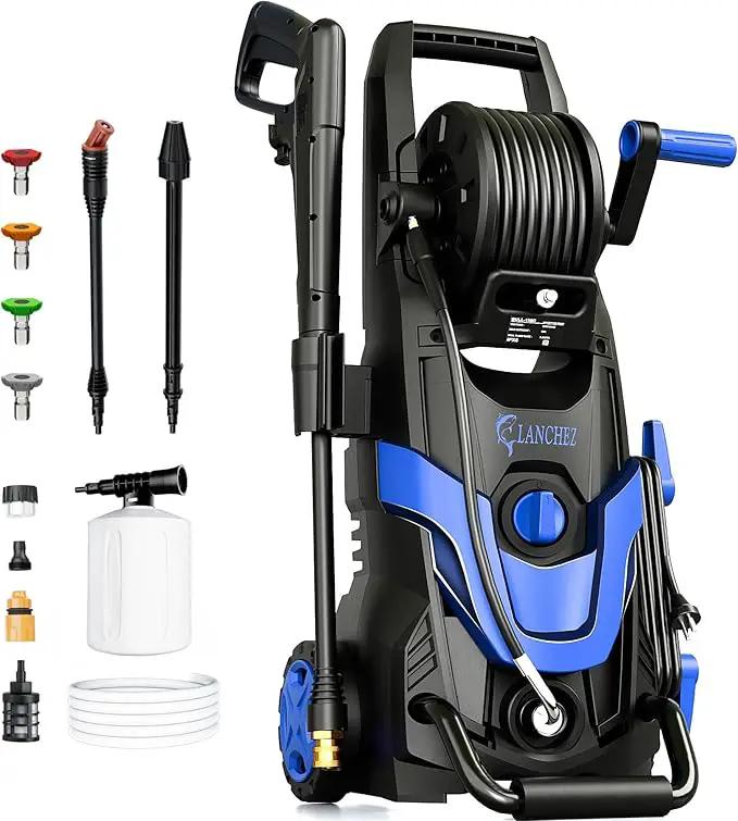 Pressure Washer, Power Washer with 6 Quick Connect Nozzles, Inlet Hose & Filter&Foam Cannon for Cars/Fences/Driveways/Patios/Home Cleaning (Blue) by GreenHaven Gardens